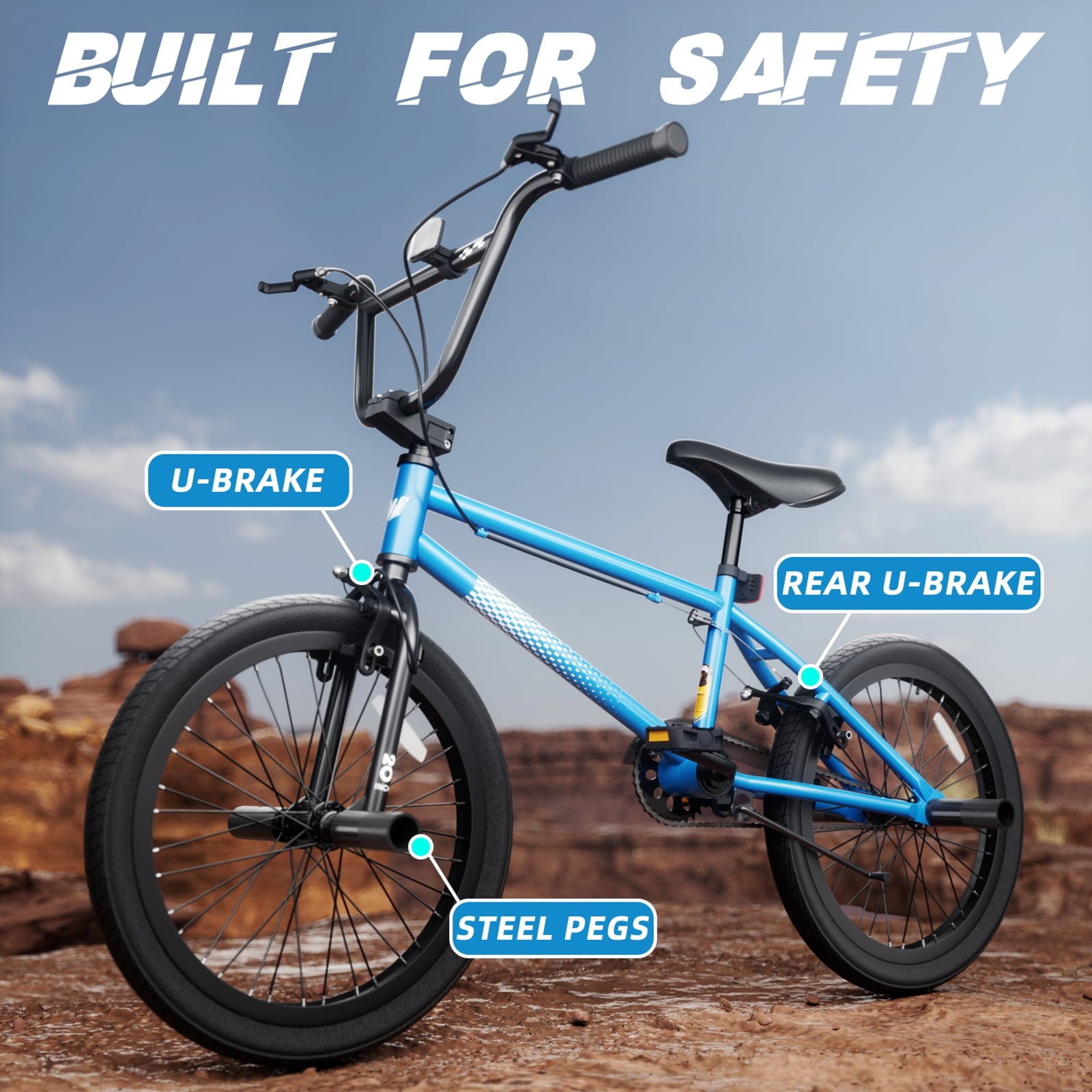 Korimefa Freestyle BMX Bikes, 18 inch Kids Bicycles for 7-12 Years Old Boys Child Tween Teen, with Aluminum Alloy U-Brake, Rear R-Brake, Hand Brake Levers & Front Rear Pedals, White