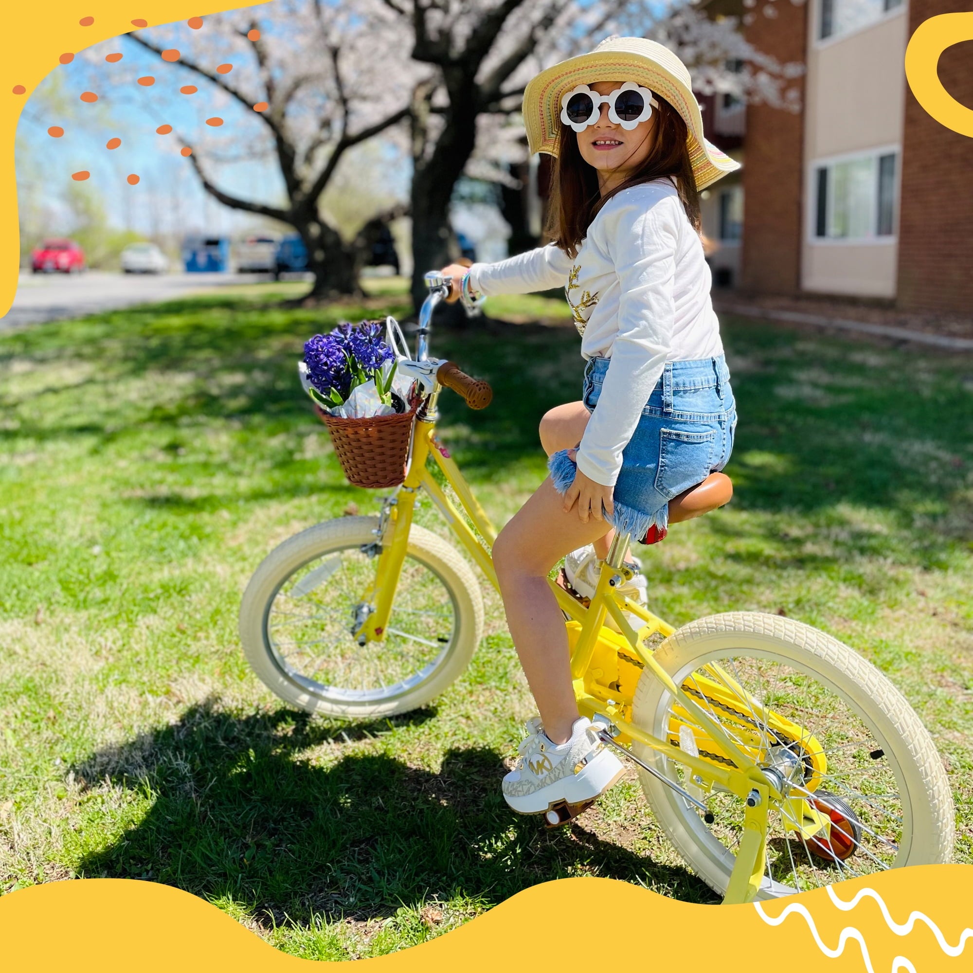 JOYSTAR Girls Bike for 2-13 Years Old Toddlers and Kids, 12 14 16 18 Kids Bike with Training Wheels & Basket, 20 Inch Kid's Bicycle with Kickstand, Retro Style Bikes