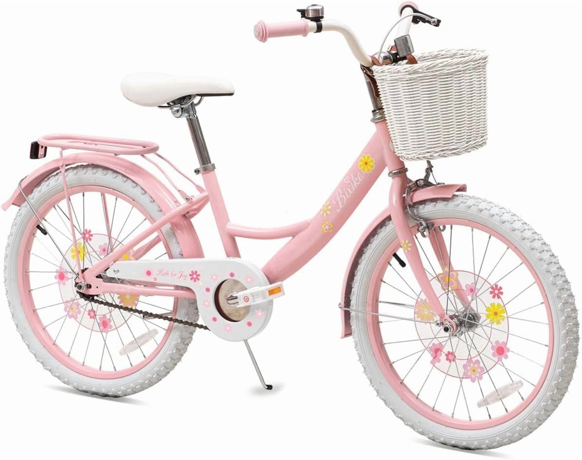ACEGER 14 Inch Girls Bike with Basket, Training Wheels, Doll Seat, Purple Kids Bicycle for Ages 3-5