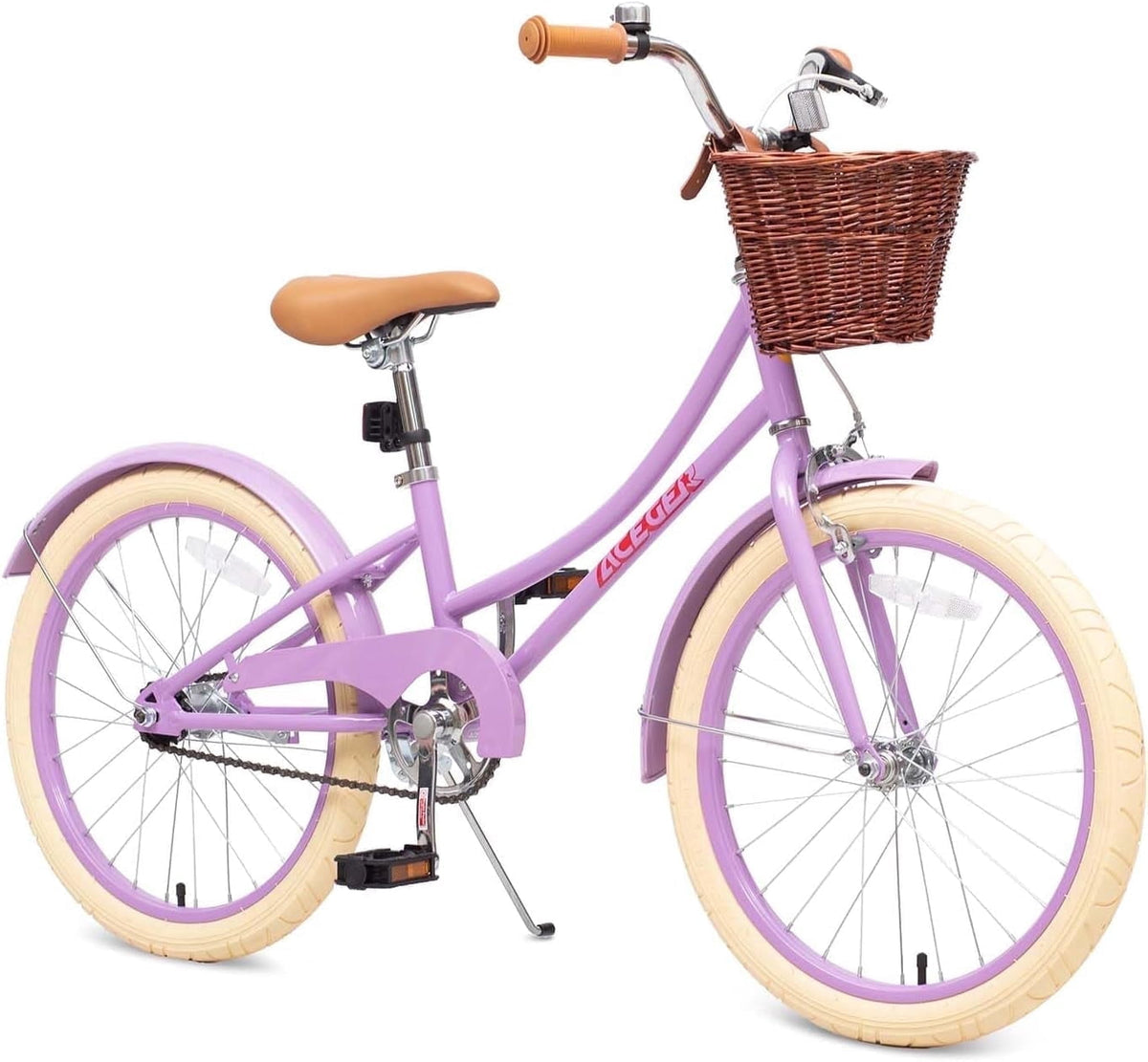 ACEGER 16 Inch Girls Bike with Basket, Purple, Training Wheels, Ages 4-8