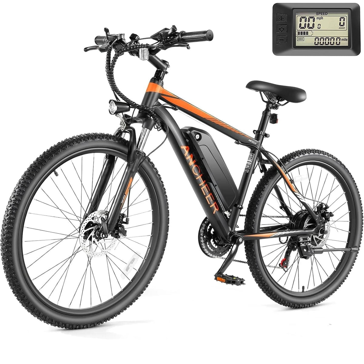 ANCHEER Electric Bike ,26 Electric Bike for Adults Electric Bicycles, 500W Electric Mountain Bike, 48V Commuter Ebike 48V Battery Ebike UL 2849, Lockable Suspension Fork, Shimano 21 Speed