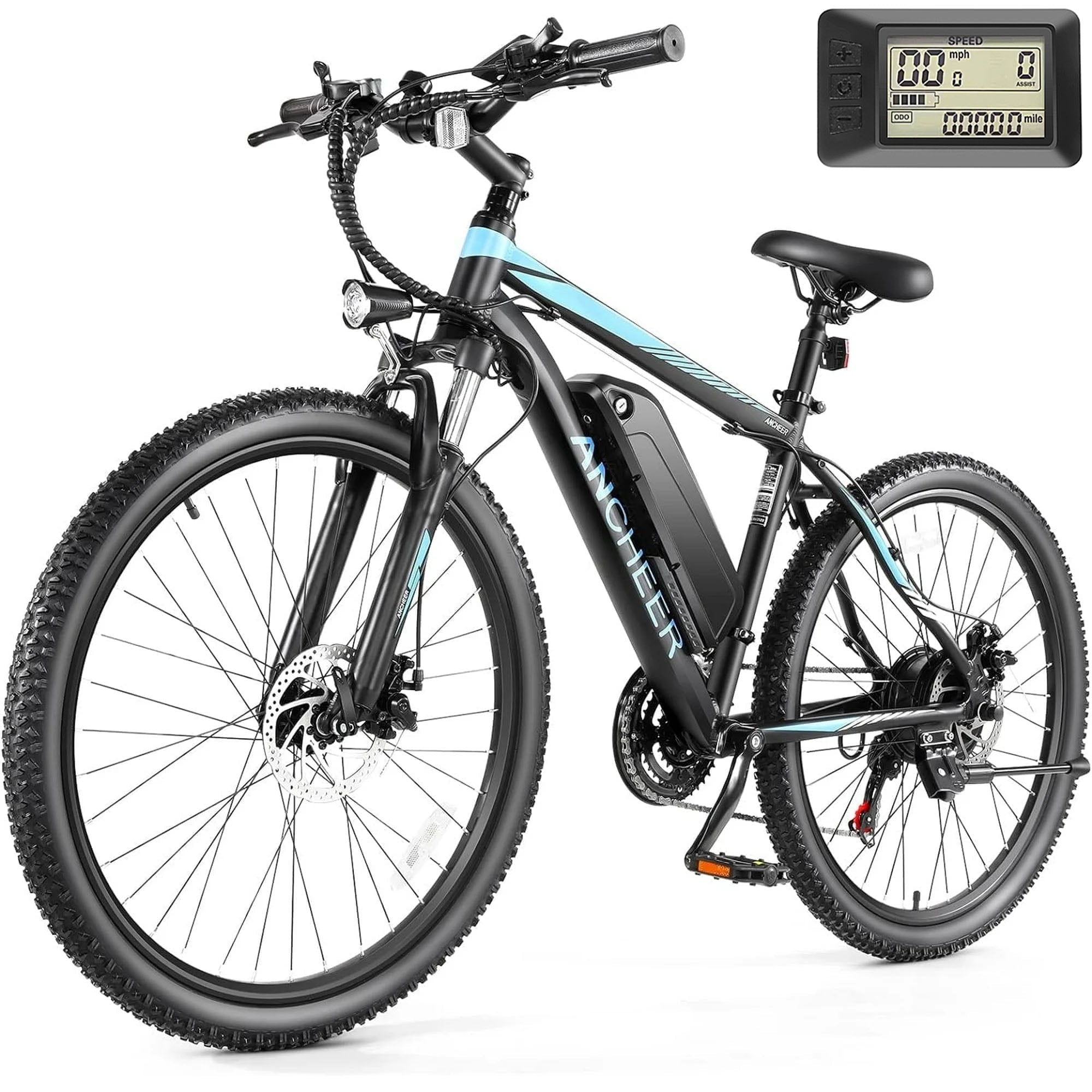 ANCHEER Electric Bike ,26 Electric Bike for Adults Electric Bicycles, 500W Electric Mountain Bike, 48V Commuter Ebike 48V Battery Ebike UL 2849, Lockable Suspension Fork, Shimano 21 Speed