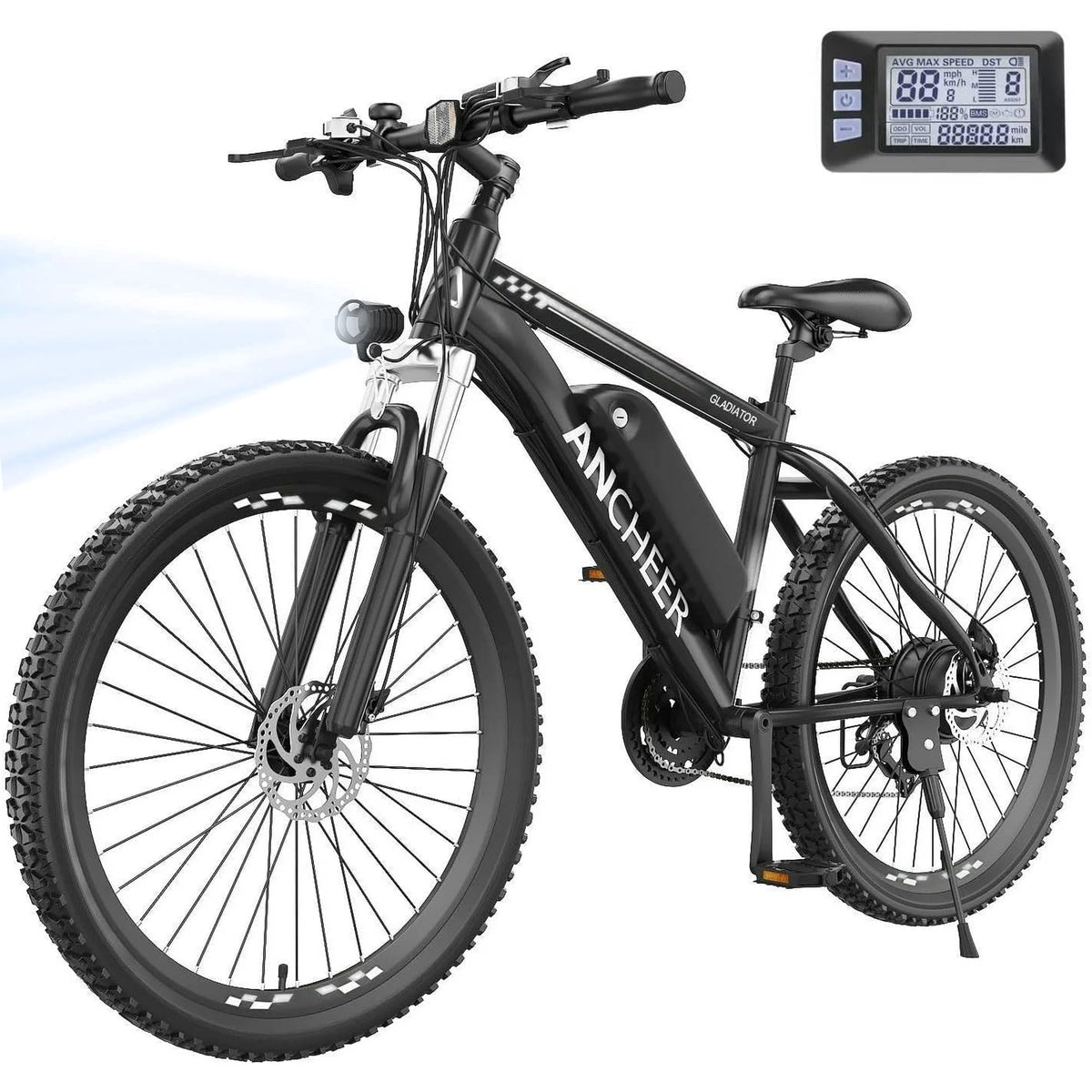 ANCHEER Gladiator 500W 26 Electric Bike for Adults, Electric Mountain Bike with 2.1 Inch eMTB Tire, 48V 10.4Ah Battery, 3H Fast Charge, Shimano 21 Speed, Adults Electric Bicycle UL2849