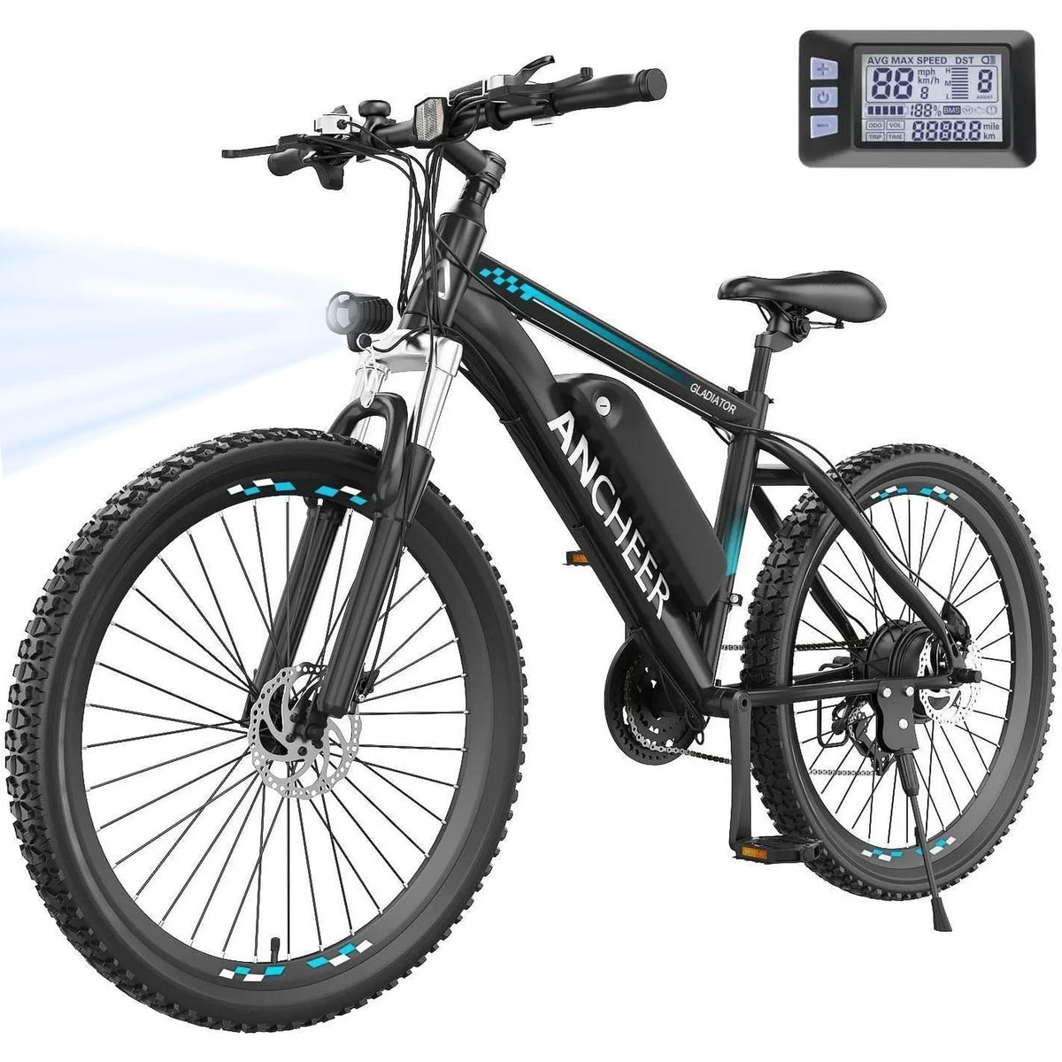 ANCHEER Gladiator 500W 26 Electric Bike for Adults, Electric Mountain Bike with 2.1 Inch eMTB Tire, 48V 10.4Ah Battery, 3H Fast Charge, Shimano 21 Speed, Adults Electric Bicycle UL2849