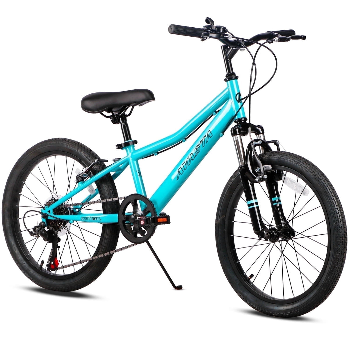 AVASTA 20'' Big Kids Mountain Bike for Age 6 7 8 9 10 11 12 Years Old Boys Girls Teen with Suspension Fork Front & Rear Dual Hand Brakes 6 Speeds Drivetrain, Green