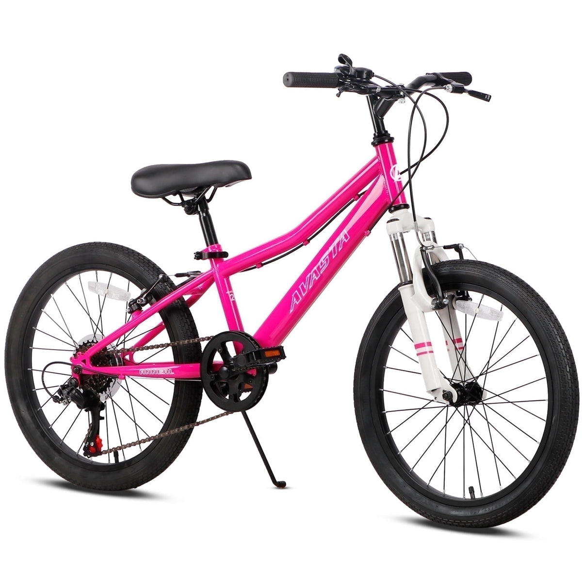 AVASTA 20'' Big Kids Mountain Bike for Age 6 7 8 9 10 11 12 Years Old Boys Girls Teen with Suspension Fork Front & Rear Dual Hand Brakes 6 Speeds Drivetrain, Green