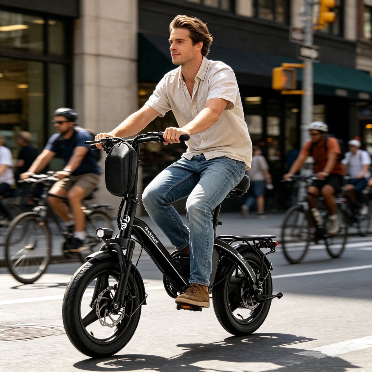 Bodywel Foldable Electric Bike for Adults and Teens, 14 Electric Bicycle with Peak 500W Motor, 36V 10Ah Battery, Commuting Mini Ebike, E Bike, UL2849