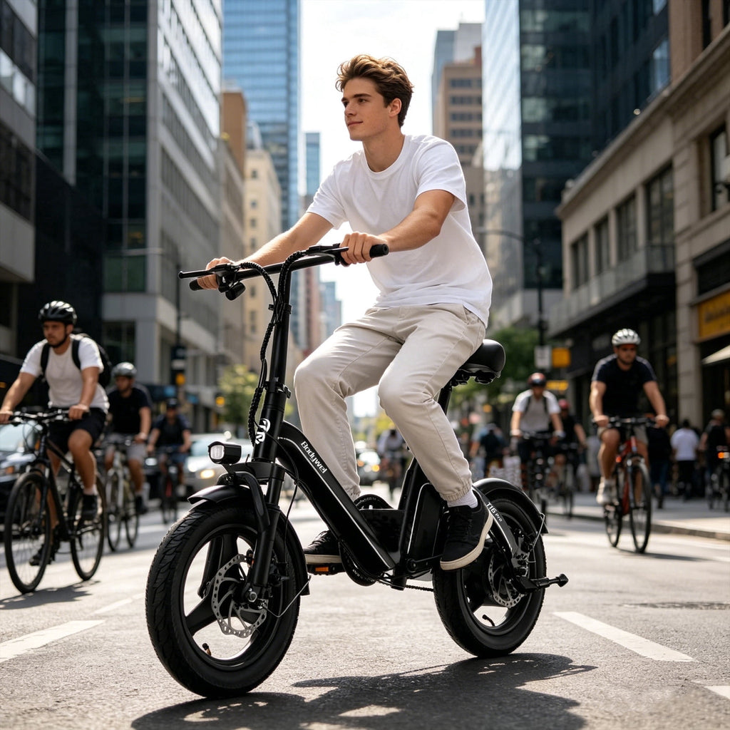 Bodywel Foldable Electric Bike for Adults and Teens, 14 Electric Bicycle with Peak 500W Motor, 36V 10Ah Battery, Commuting Mini Ebike, E Bike, UL2849