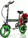 BroPath Electric Bike for Adults, Ebike, Electric Bicycle with 576WH Battery,14 Folding Ebike for Teens, 20MPH,20+ Miles(MAX),500W Motor,Multi-Shock Absorption,Mini E Bikes with Baskets,UL2849