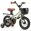 Costway 12 Kid’s Bike with Training Wheels Adjustable Handlebar & Seat Handbrake Green