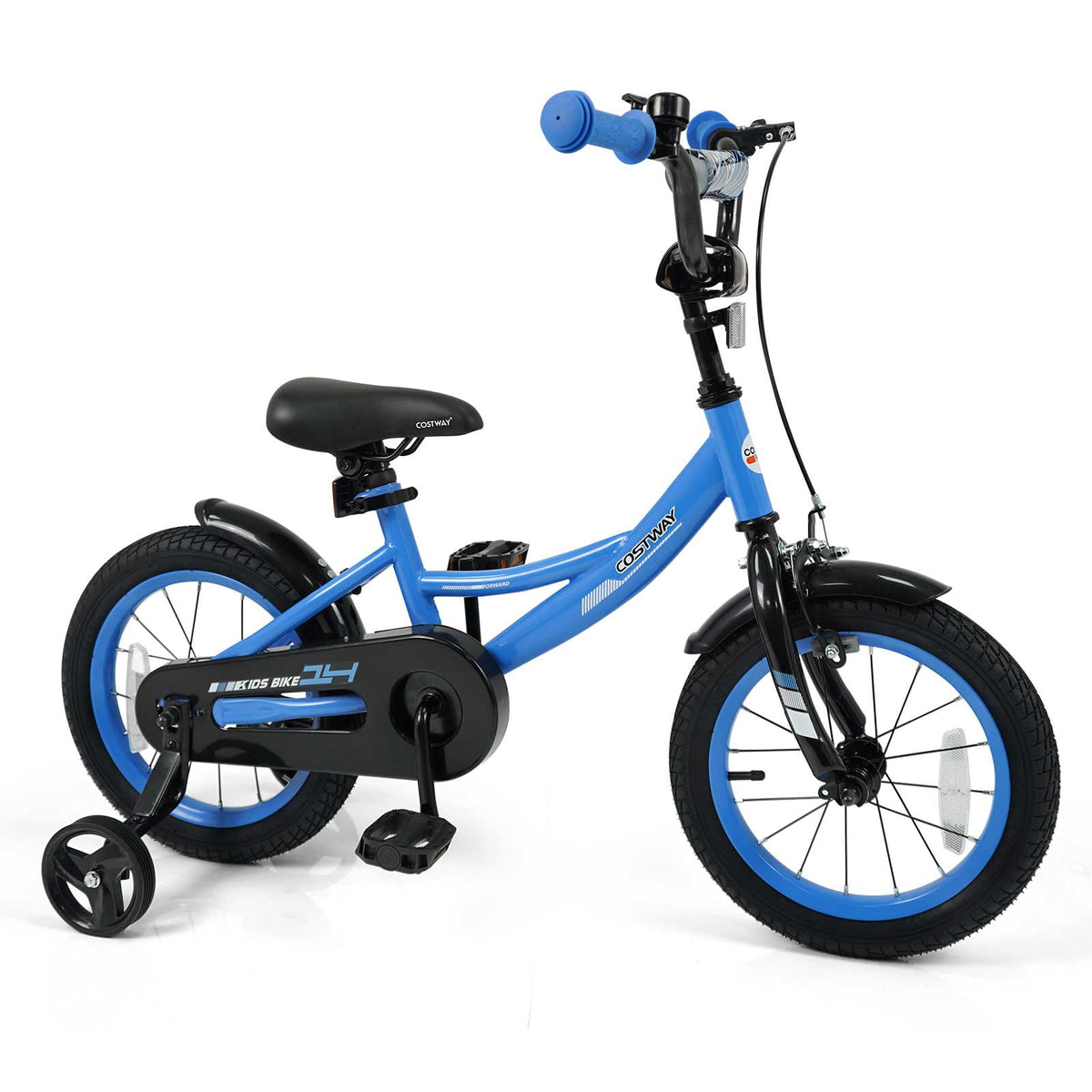 Costway 18 Inch Kids Bike with Training Wheels, Dual Brakes, Adjustable Seat & Handlebar Height Pink