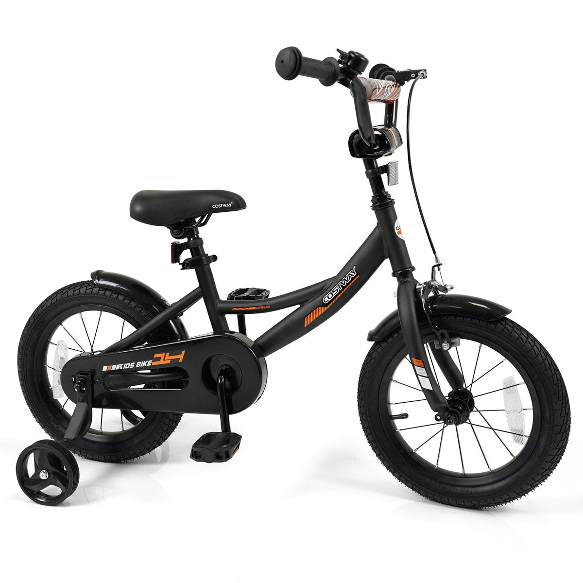 Costway 18 Inch Kids Bike with Training Wheels, Dual Brakes, Adjustable Seat & Handlebar Height Pink