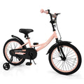 Costway 18 Inch Kids Bike with Training Wheels, Dual Brakes, Adjustable Seat & Handlebar Height Pink