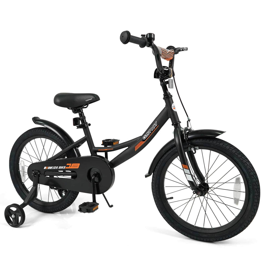 Costway 18 Inch Kids Bike with Training Wheels Dual Brakes Adjustable Seat Handlebar Height