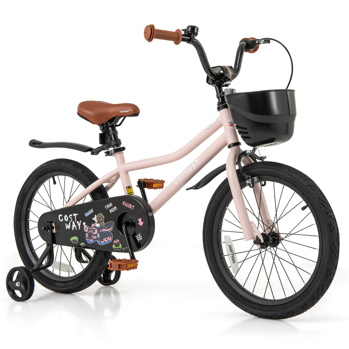 Costway 12 Kid’s Bike with Training Wheels Adjustable Handlebar & Seat Handbrake Green