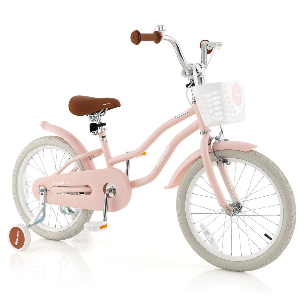 Costway 18'' Kids Bike Toddler Bicycle with Training Wheel Kickstand for 4-8 Years Old Pink