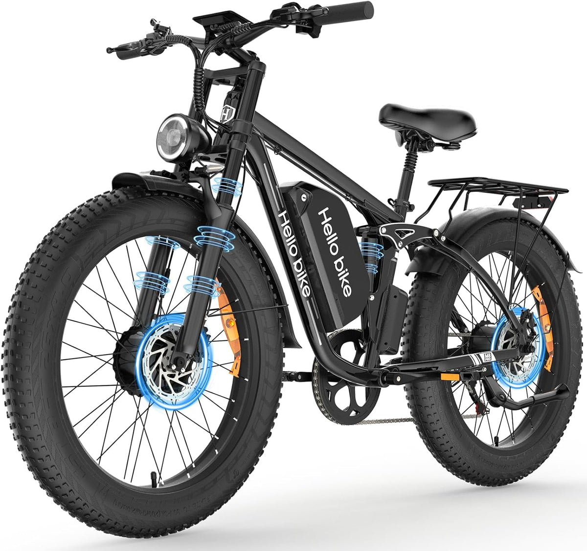 5000W Electric Bike for Adults, 52V 25Ah Max 45 mph 100 Miles, 26 Fat Tires City Commuting Ebike 7 Speed for Off-Road Mountain Riding UL 2849