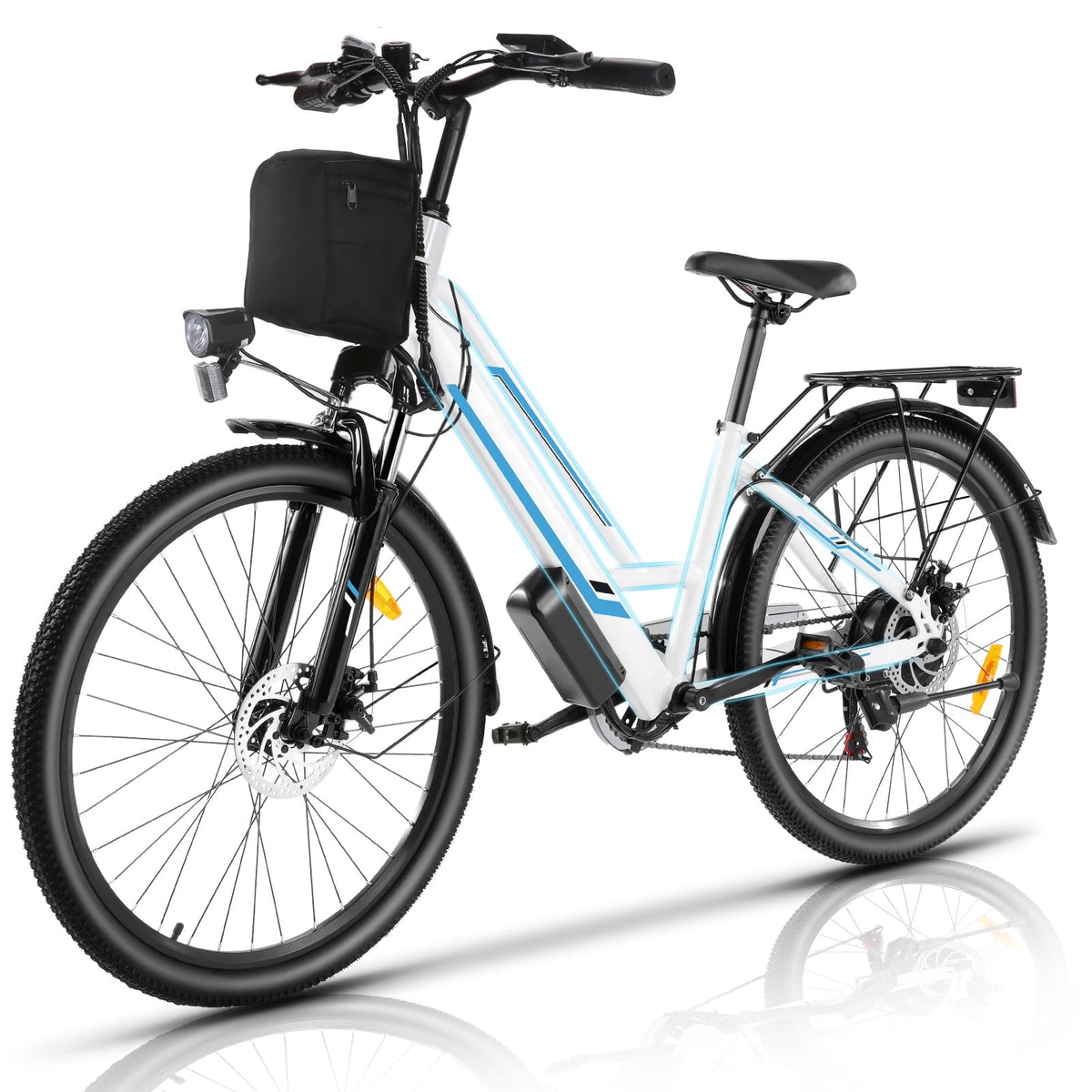 Elifine 500W Electric Bike for Adults, 26 Commuter Electric Bicycle 19.8mph City Ebike with 5 Riding Modes, 48V 7.8Ah Removable Battery UL 2849, LCD Intelligent Display Hybrid Electric Bike Red