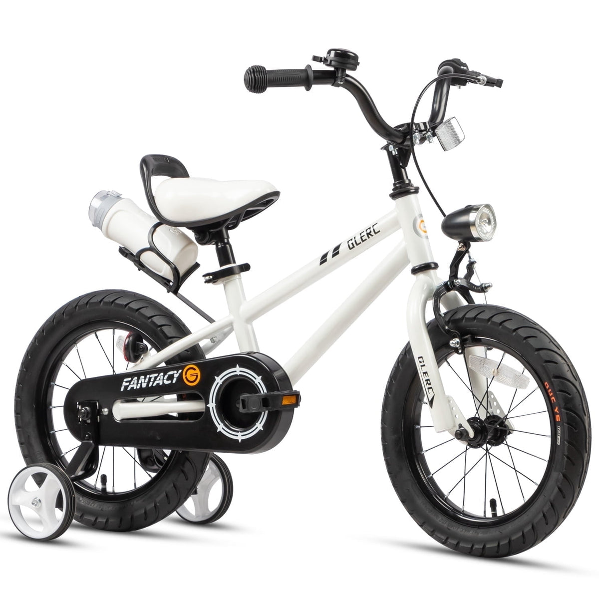 Glerc 14 inch Kids Bike for Child 3-5 Year old Boys Girls with Water Bottle Holder & Headlight & Training Wheels, Black