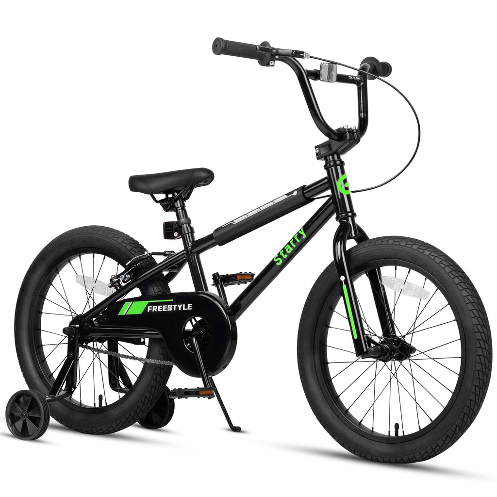 Glerc 16 Inch Little Kids Bike for Over 4 Years Old Boys Girls Youth BMX Style Bicycle with Training Wheels Coaster & Rear V Brake, Black