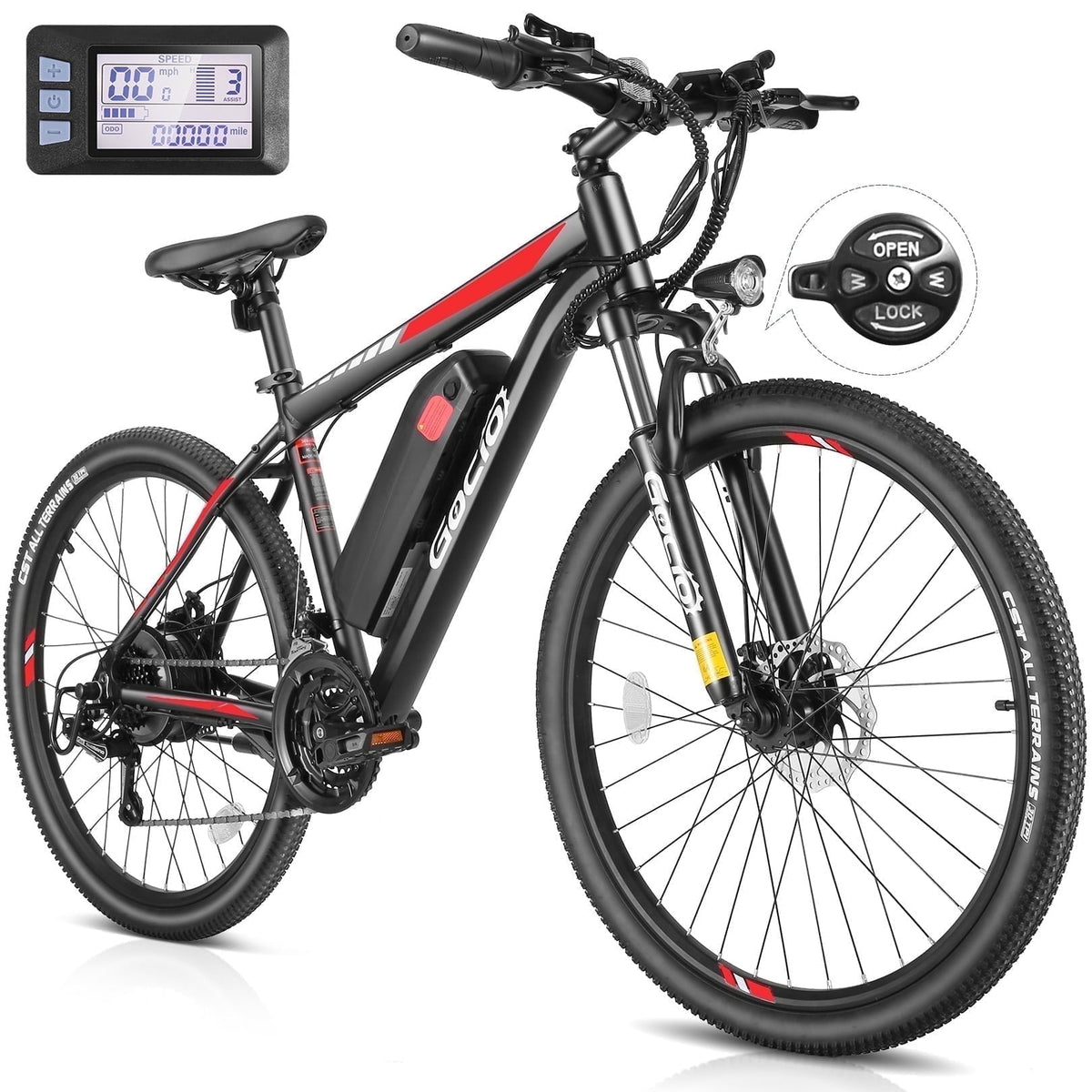 Gocio Electric Bike for Adults, 27.5 E-Mountain Bike, Lockable Suspension Fork, 750W Peak Power Motor, 48V/10.4AH, 19.8 MPH, 21 Speed, UL 2849