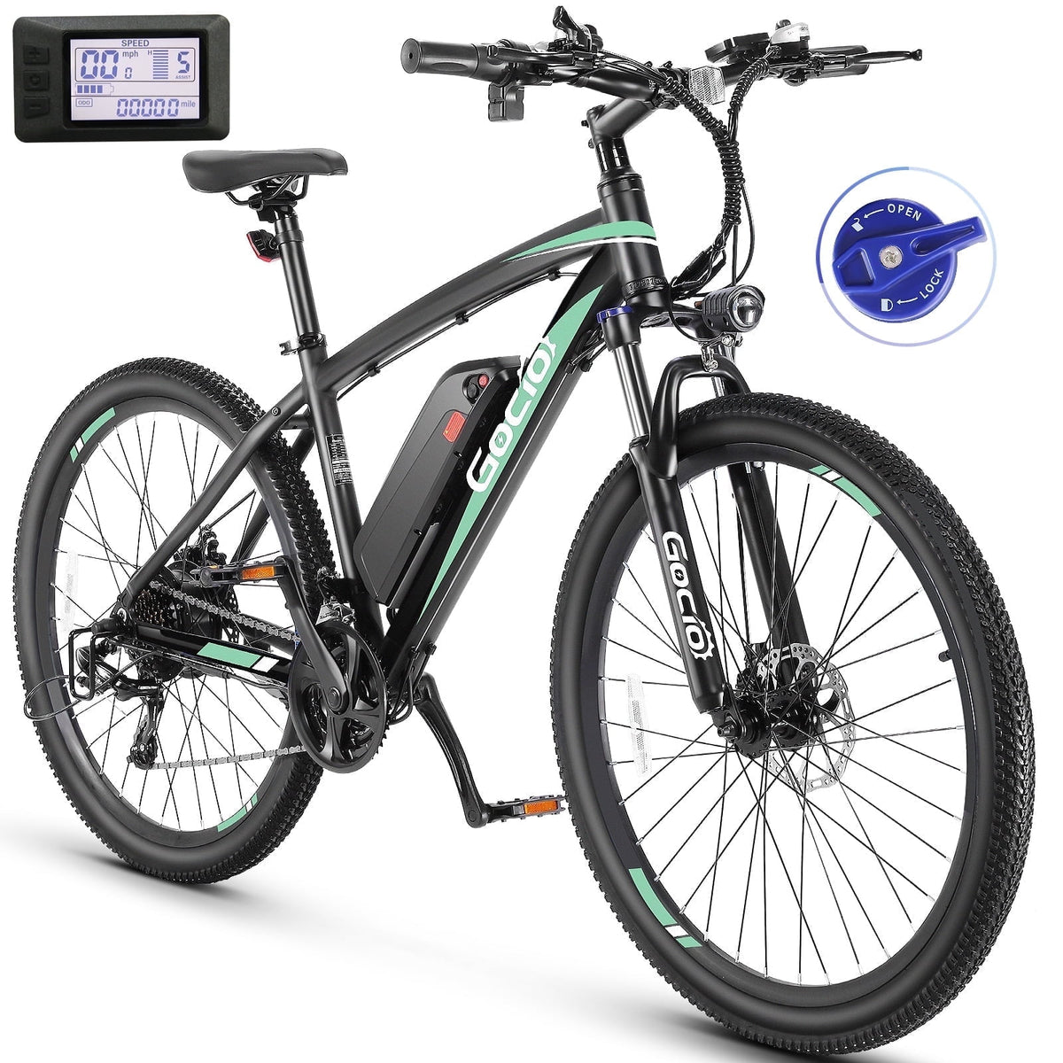 Gocio 27.5 Electric Mountain Bike for Adults, 750W Peak Motor, 48V 10.4Ah Battery, 20MPH, 21 Speed, Lockable Front Suspension, UL2849 Certified