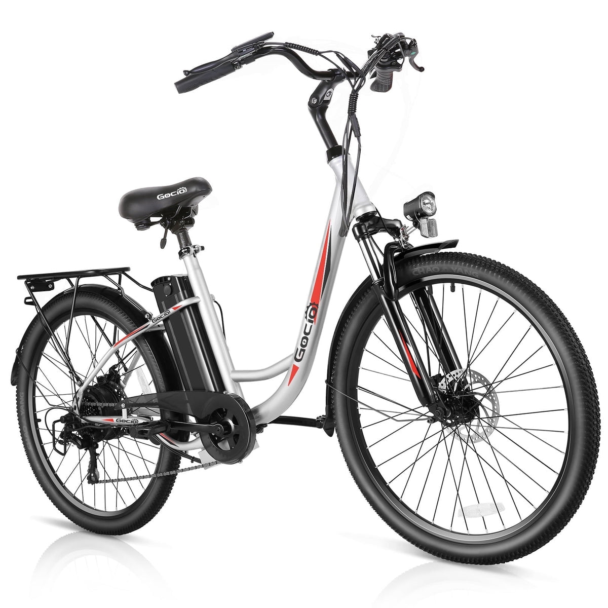 Gocio 26 Electric Bike for Adults, 500W Motor, City Commuter E-Bike, 48V 7.8Ah Removable Battery, Max 19.8Mph, 7 Speed, UL2849