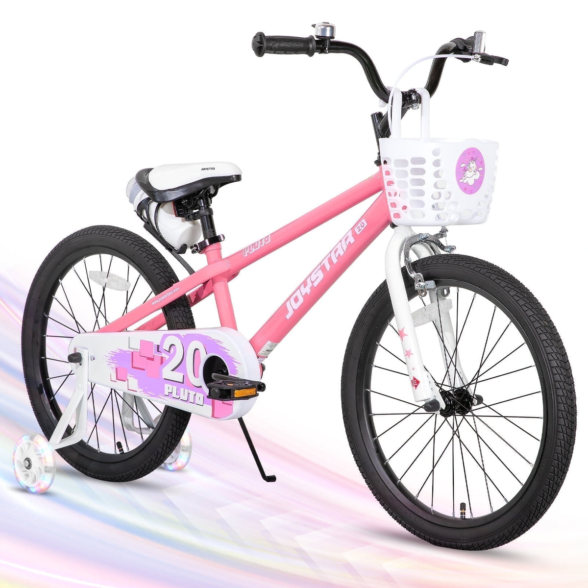 JOYSTAR Pluto Kids Bike with Training Wheels for 14 inch Bike, Gray