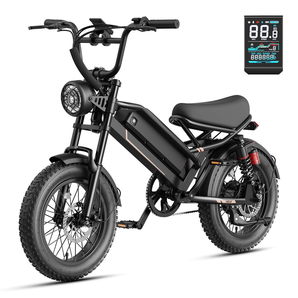 Jasion YR16 Electric Bike for Adults, 500W Motor 48V 12.5AH Removable Battery E-Mountain Bike, 16 Fat Tire Off-Road Electric Dirt Bike, 55 Miles Ebike for Teens, UL2849