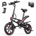 MIHOVER 14 Mini Electric Bike for Adults & Students, 3 Modes 30 Miles Range Rear Suspension,  E-Bike with Phone Holder & Lock, UL2849 Certified-Black