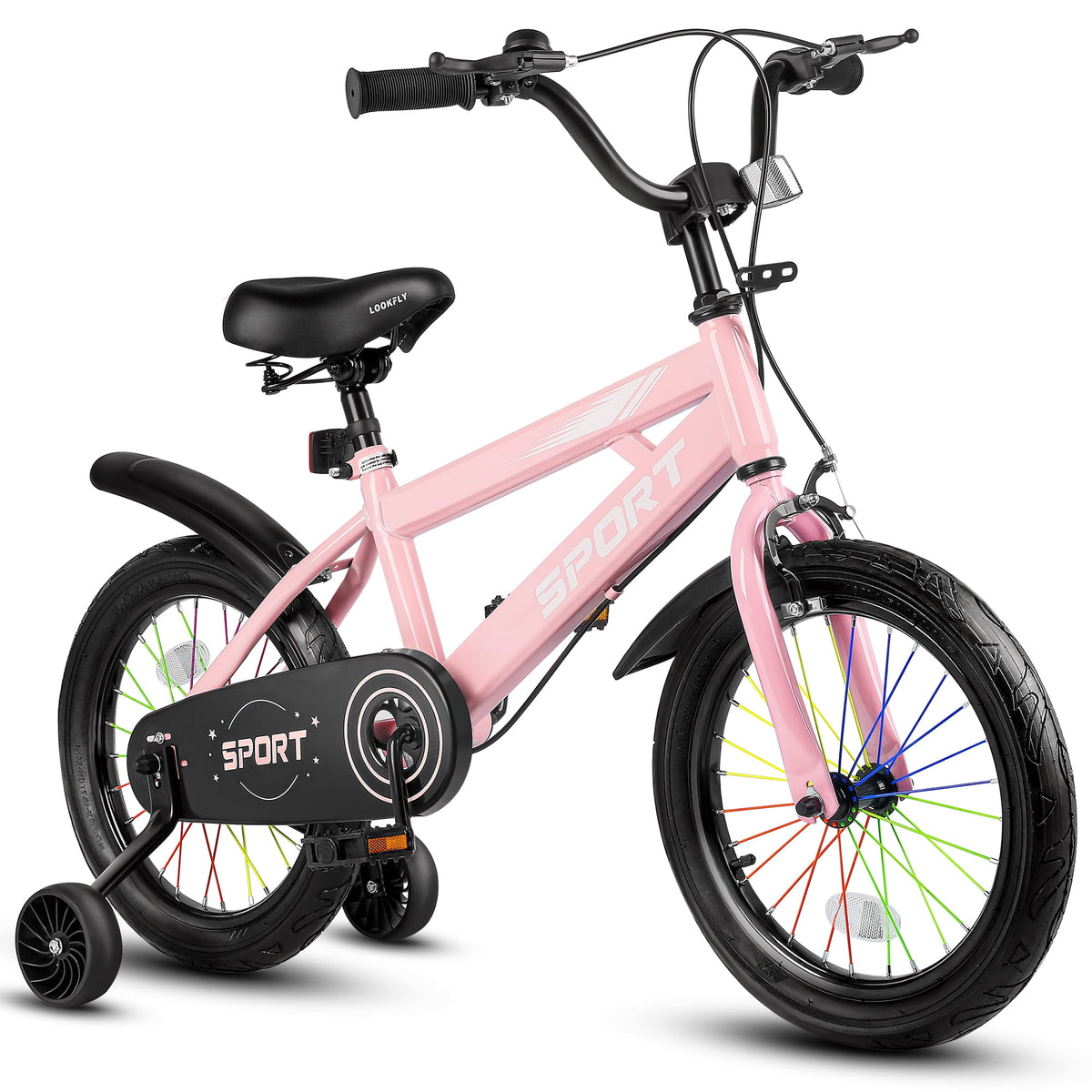 Lookfly 16 Kids Bike for Boys and Girls with Removable Training Wheels,Children's Cicycle,Purple