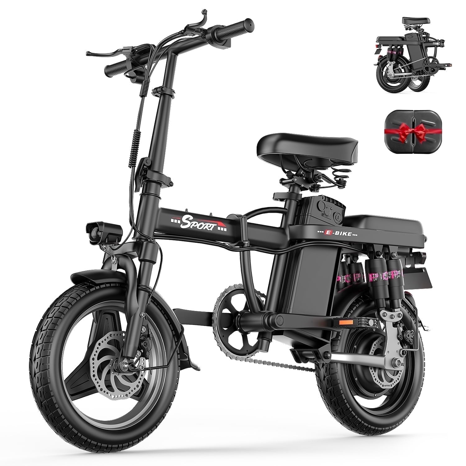 ASKGO F9 Adult Folding Electric Bike, 1200W 25 MPH 25 Miles, 48V 13Ah Removable Battery, Meets Daily Commuting,Going Out and Playing,Give the best gift,Folding Ebike for Adult with Two Seats，UL2849
