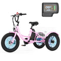 MOONCOOL Electric Tricycle for Kids ,16x3 3 Wheel 250W 10.4Ah Etrike W/ LED headlight & Rear Basket & horn bell & DIY stickers，6/9/12.5 MPH