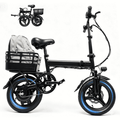 OwnGold 14IN Folding Electric Bicycles for Adults Teens with Basket,500W Peak Motor Up to 20 mph Range 30 Miles,36V 12Ah Removable Battery,Commuter/Shopping Mini Ebike,UL 2849
