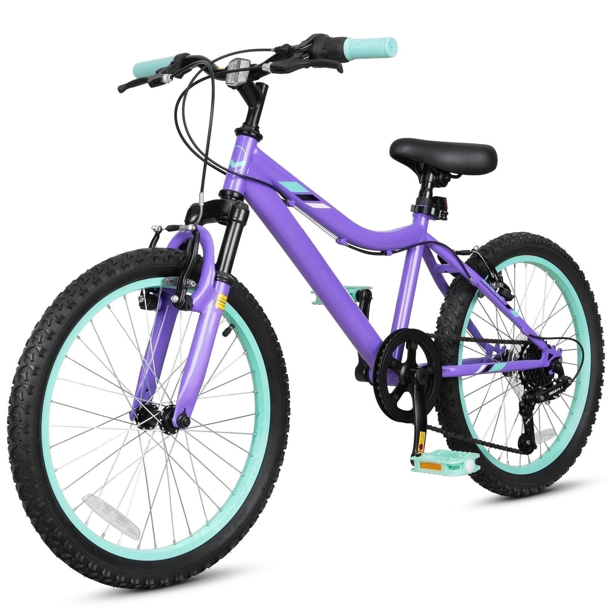 Hykolity 20 inch Kids Mountain Bike, 6 Speed Kid Bicycle Age 6-11 Year Old with Front Suspension Fork, Adjustable Seat Height, Pink