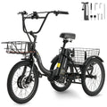 Electric Scooter Tricycle for Adults, 20” Folding Electric Trike,3 Wheels Electric Bicycle Bikes, Peak 1000W Step-Thru Etrike with 36V 13Ah UL2849  Removable Battery and Large Basket for Women Men
