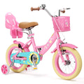 XJD 12 inch Kids Girls Bike for Ages 2-4 Years Child With Training Wheel 12 Children Bicycle With Handbrake Basket Toddler Cycle Bikes Pink