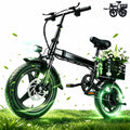 XKJ Electric Bike for Adults, Ebike, Electric Bicycle with 48V 12AH Battery,14 Folding Ebike for Teens, 21MPH,20+ Miles(MAX),500W Motor,Multi-Shock Absorption,Mini E Bikes with Baskets,UL2849