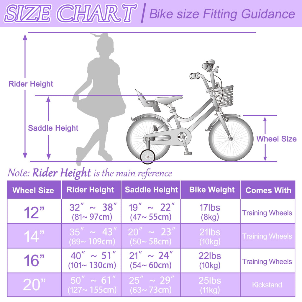 KORIMEFA Girl Bike for Toddlers and Kids Ages 3-6 Years Old, 12 inch Kids Bike with Training Wheels & Basket, 12 in Girl Bicycle with Handbrake & Kickstand