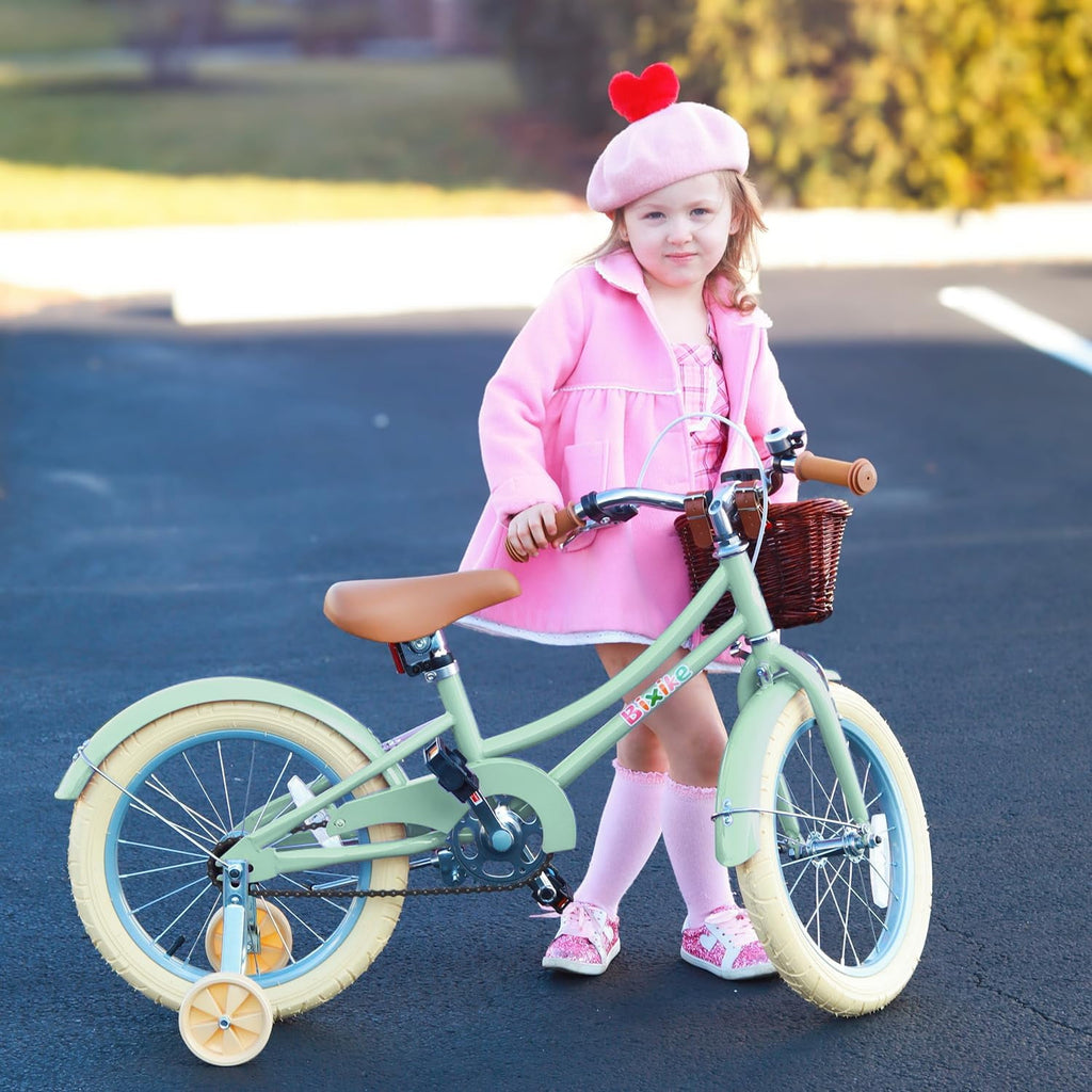 ACEGER 16 Inch Girls Bike with Basket, Purple, Training Wheels, Ages 4-8