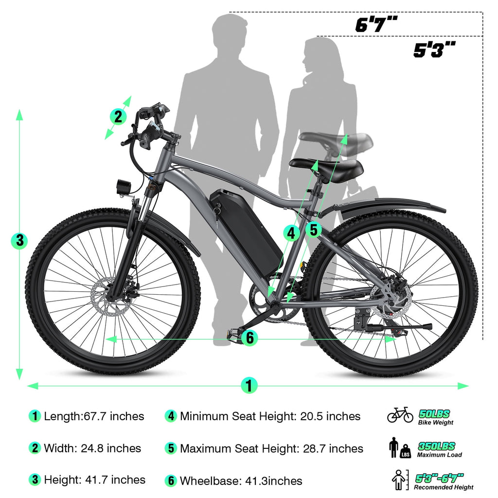 Electric Bike for Adults, 26 Commuter Ebikes with 7-Speed Gears, 25MPH, 720W Peak Motor, Removable Battery, 50 Miles Range, Electric Mountain Bicycle for All Terrain UL2849