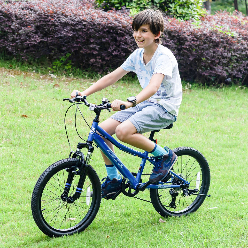 AVASTA 20'' Big Kids Mountain Bike for Age 6 7 8 9 10 11 12 Years Old Boys Girls Teen with Suspension Fork Front & Rear Dual Hand Brakes 6 Speeds Drivetrain, Green