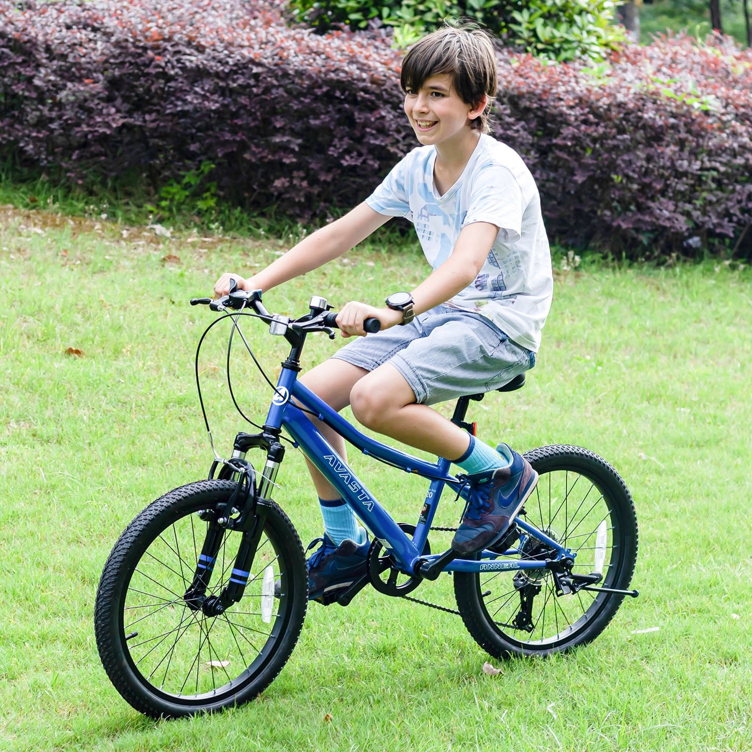 AVASTA 20'' Big Kids Mountain Bike for Age 6 7 8 9 10 11 12 Years Old Boys Girls Teen with Suspension Fork Front & Rear Dual Hand Brakes 6 Speeds Drivetrain, Green