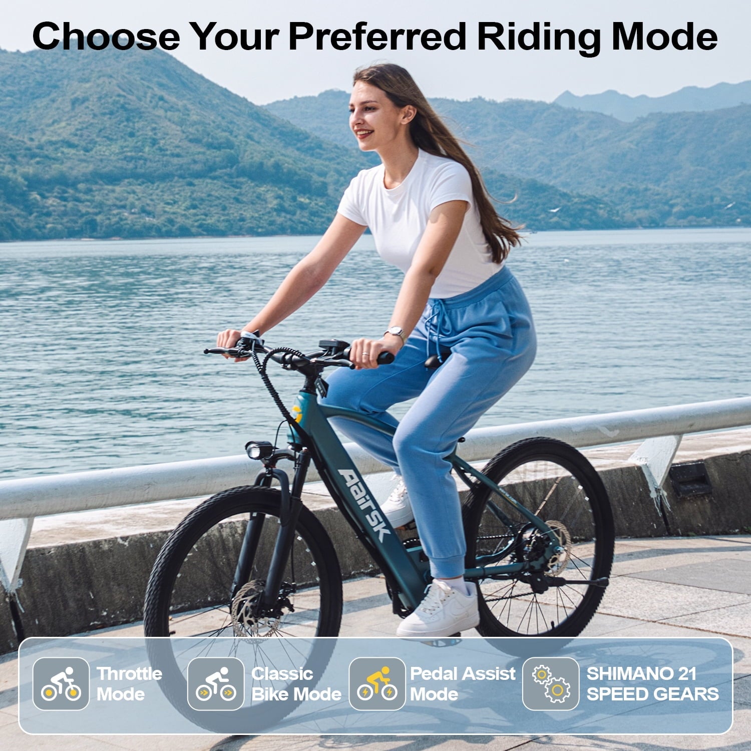 Unibike 26Electric Mountain Bike for Adults, 400W Brushless Motor Ebike, Top Speed 22MPH, 36V 13AH Lithium Battery, Gray