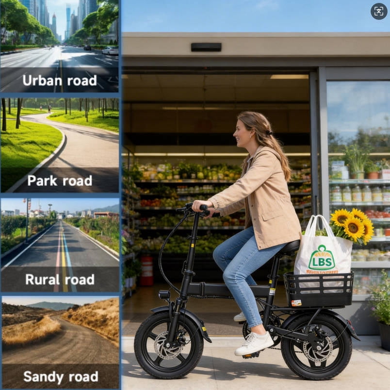 Electric Folding Bike for Teenager and Adults, 12AH Removable Battery 14 Electric Bike 500W Motor, 20+ Miles Range, Mini Ebike for City Commuter, UL2849