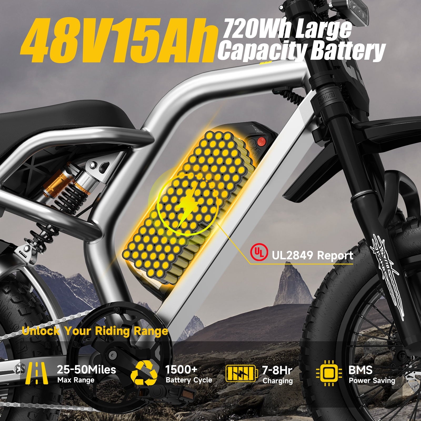 Electric Bike for Teenagers, Ages 7+ with 750W Brushless Motor, 16 Fat Tire, 19.8 MPH Electric Mountain Bicycle with Removable Battery, UL2849