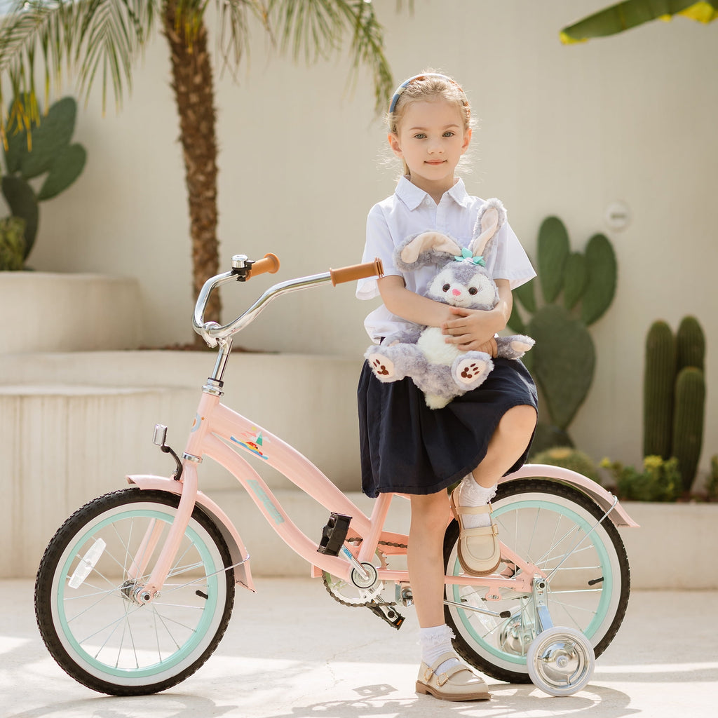 ACEGER 20 Inch Beach Cruiser Bike for Girls Ages 9-13, Pink
