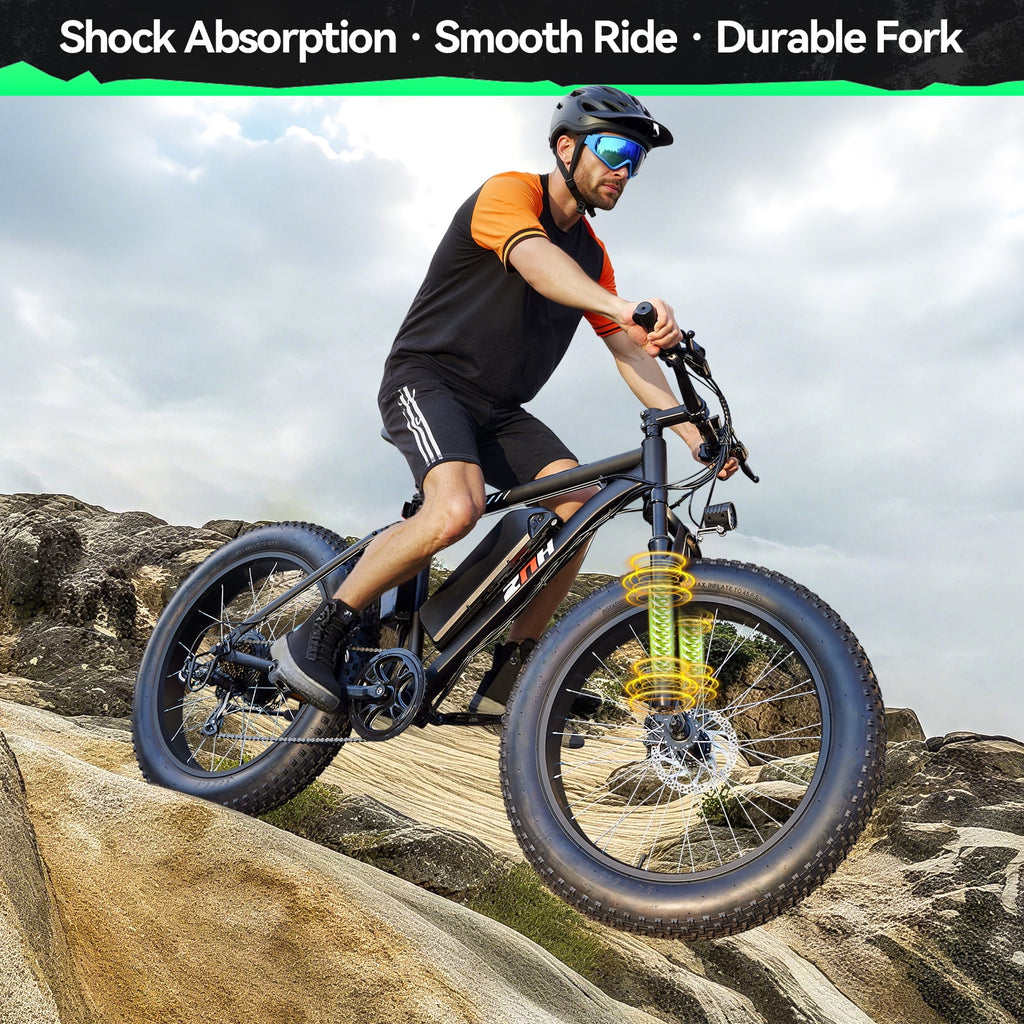 ZNH Peak 1000w Electric Bicycle for Adults,24*4 Fat Tire Ebike for Snow&Beach, Electric Mountain Bike w 48V 13AH Removable Battery, UL2849 , Black