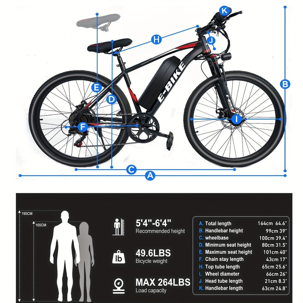 XKJ Electric Bike for Adults,26 EBIKE,25MPH, 40+Miles(PAS),Commuting Electric Mountain Bicycle with 576Wh Removable Built-in Battery,1000W Gear Motor with 7 Speed,Full Fork Suspension, UL 2849