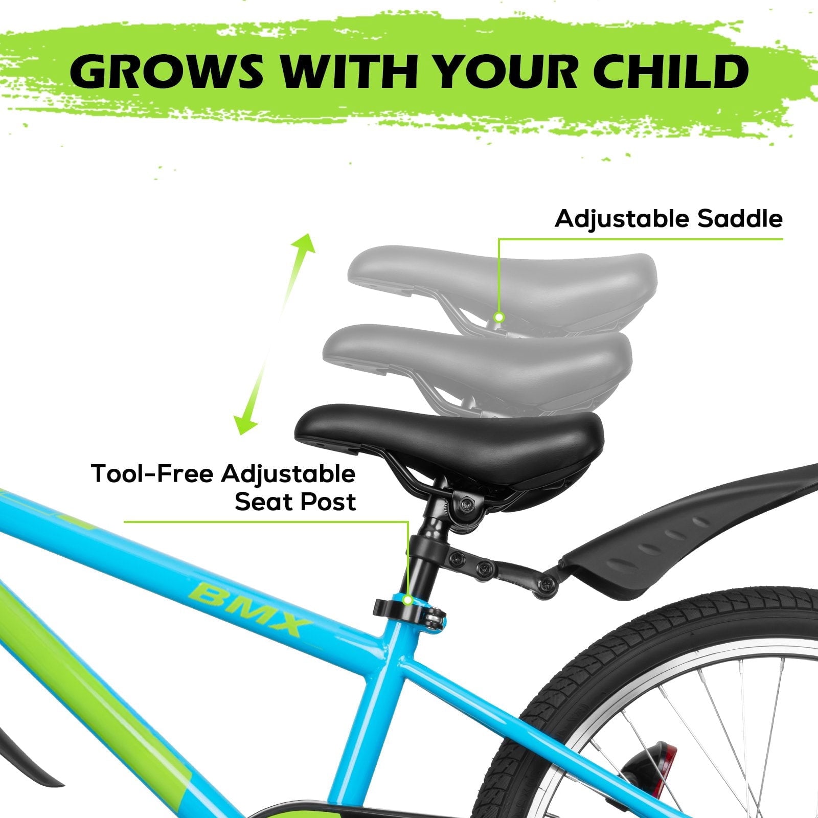 Hykolity Kids Bikes, 16 Inch BMX Style Boy's Bicycle Ages 4-6 Years Old, Kids Bicycle for Boys Girls with Training Wheels, Adjustable Seat, Front and Rear Fender, Black